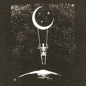 Black‎ Skeleton Moon Swing Graphic T Shirt Size Small